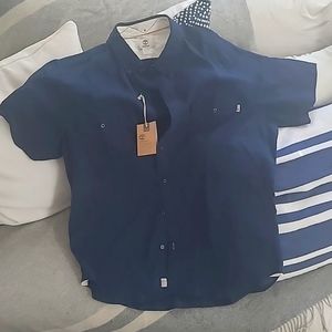 Timberland Men’s Short Sleeve  Navy Blue Button Down Shirt XL